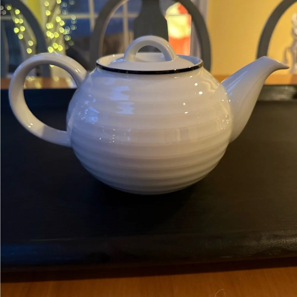 Crate & Barrel Teapot (White with Black Rim)